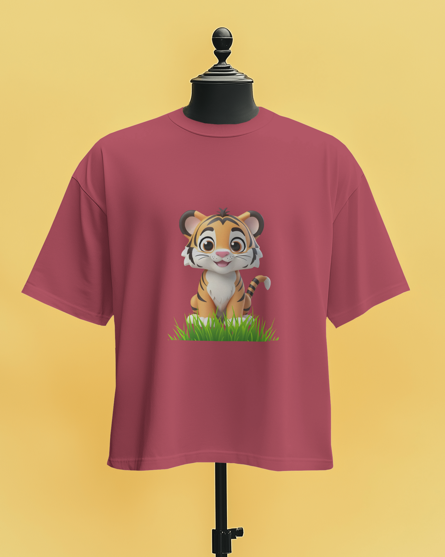 Tiger in Garden - Round Neck T-Shirt