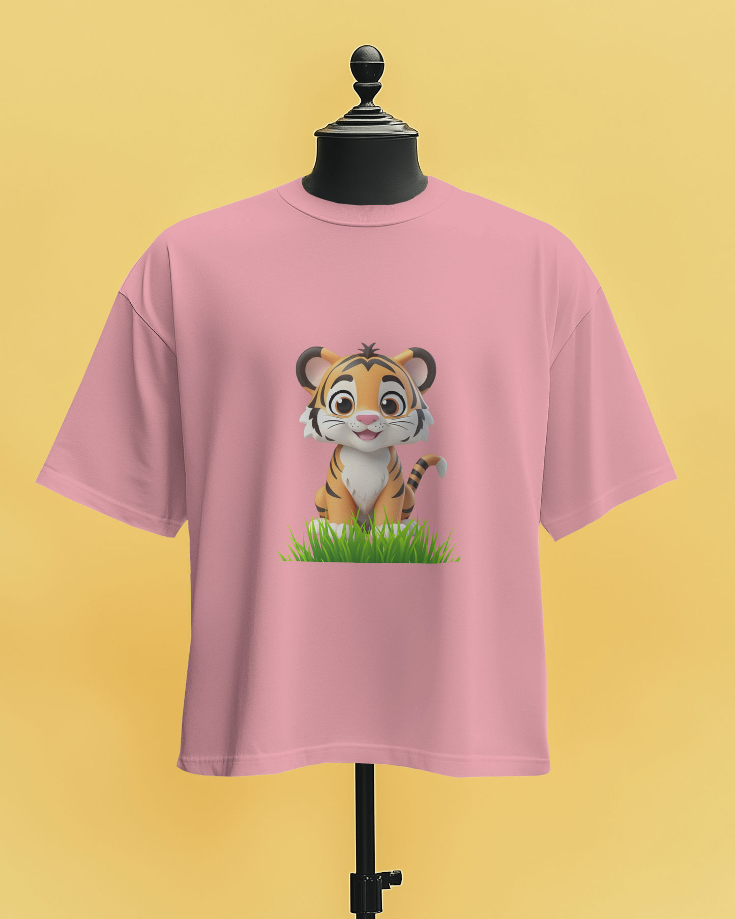 Tiger in Garden - Round Neck T-Shirt