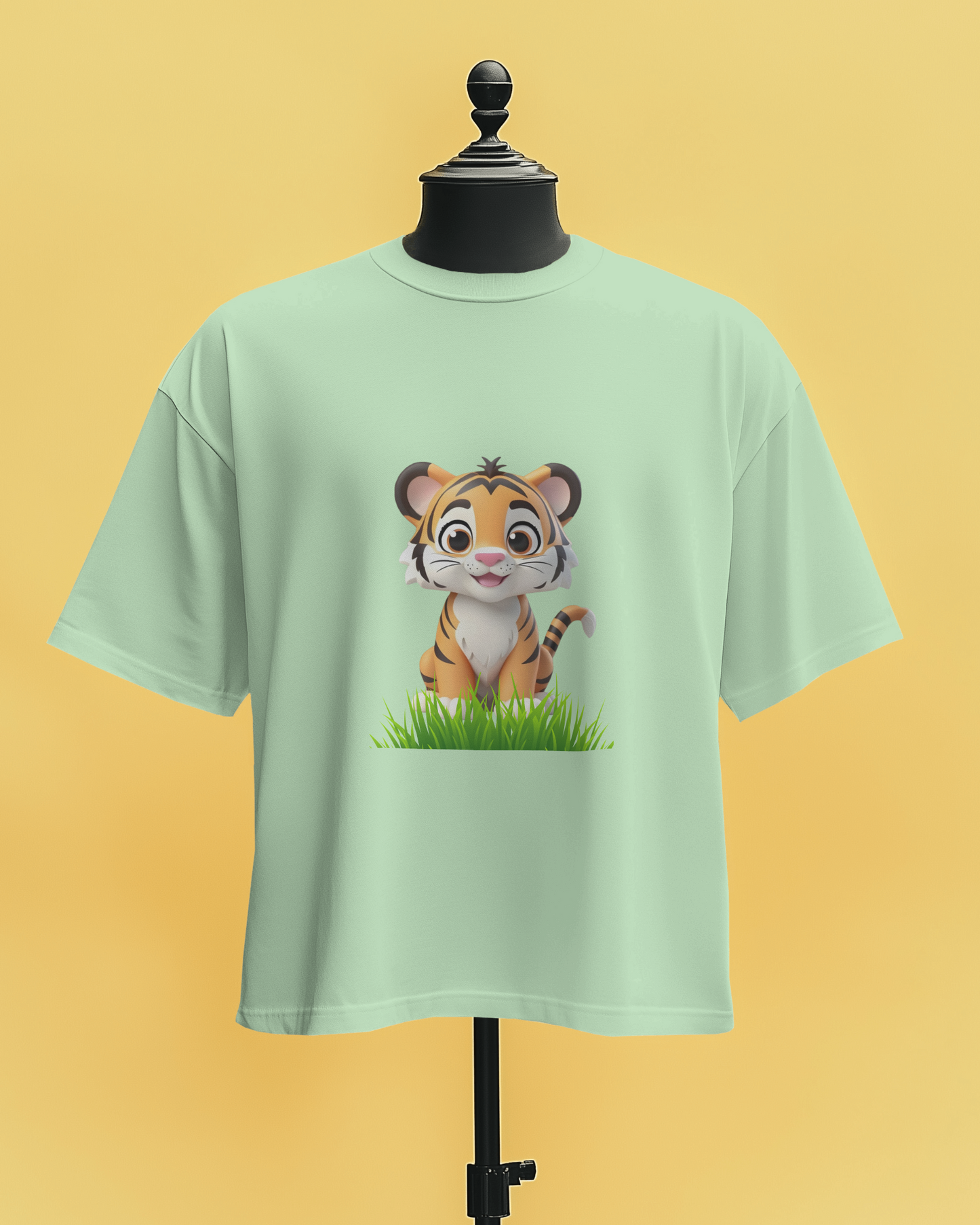 Tiger in Garden - Round Neck T-Shirt