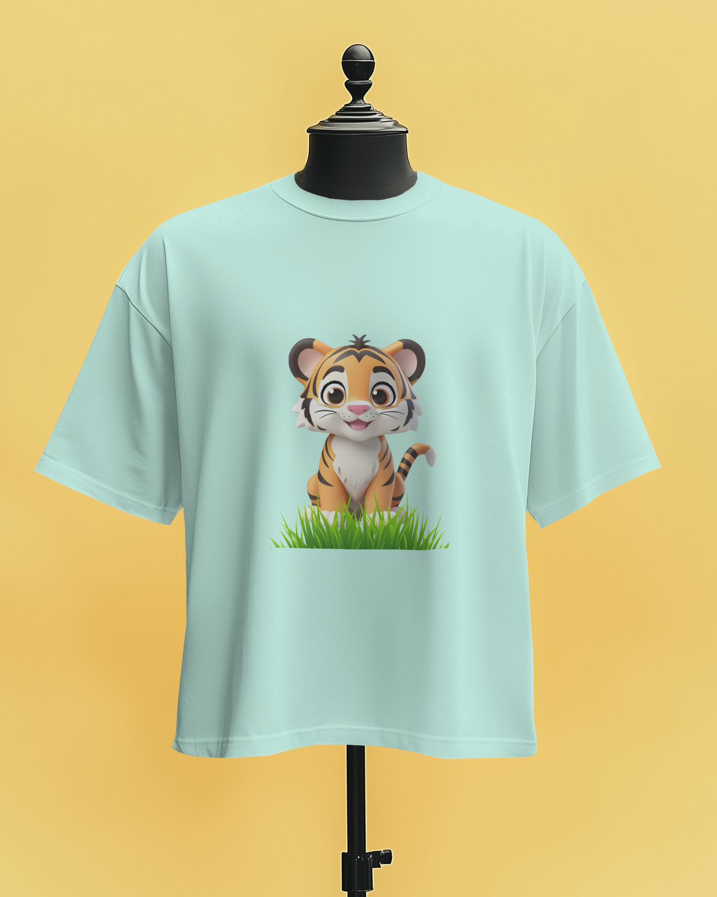 Tiger in Garden - Round Neck T-Shirt