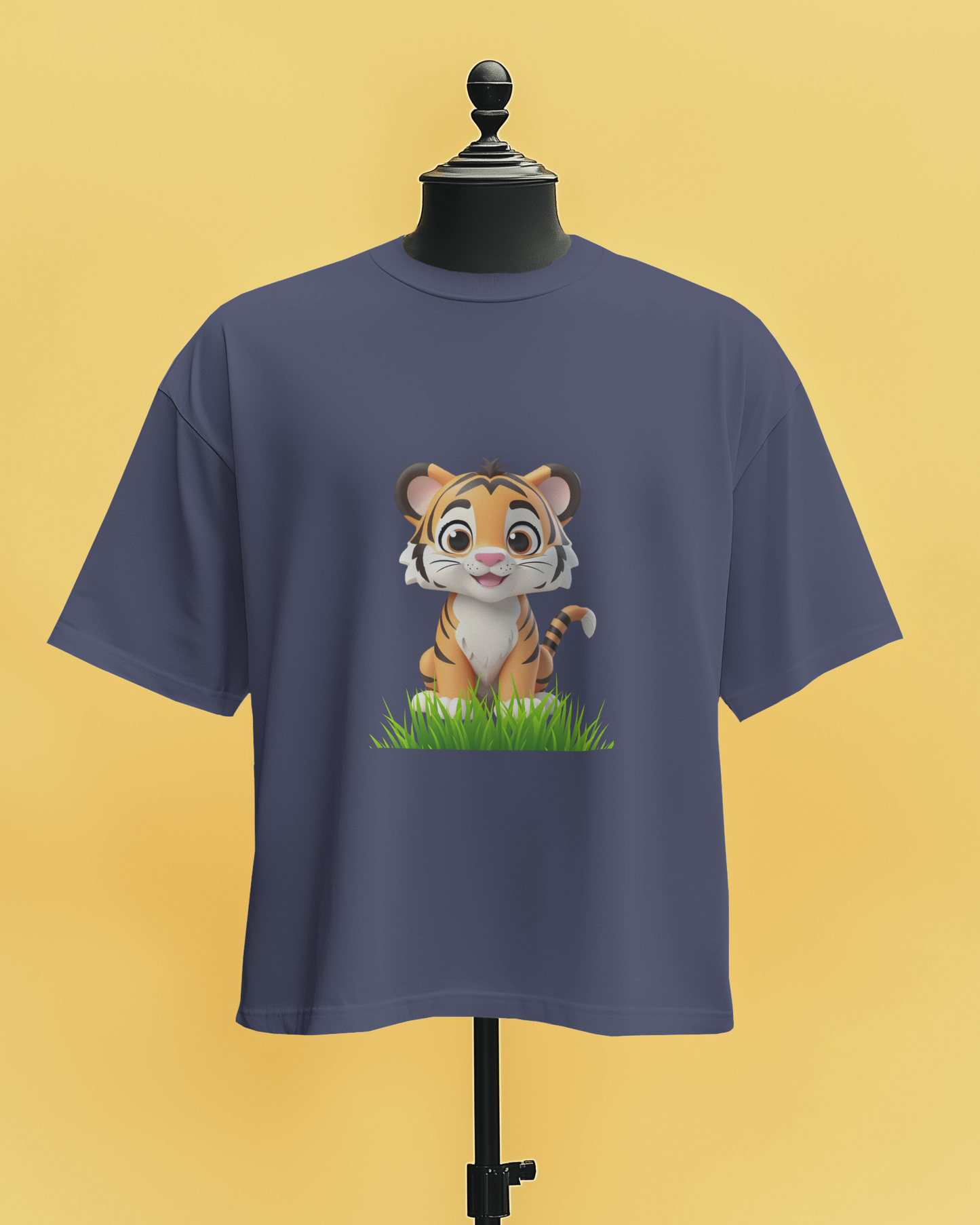 Tiger in Garden - Round Neck T-Shirt
