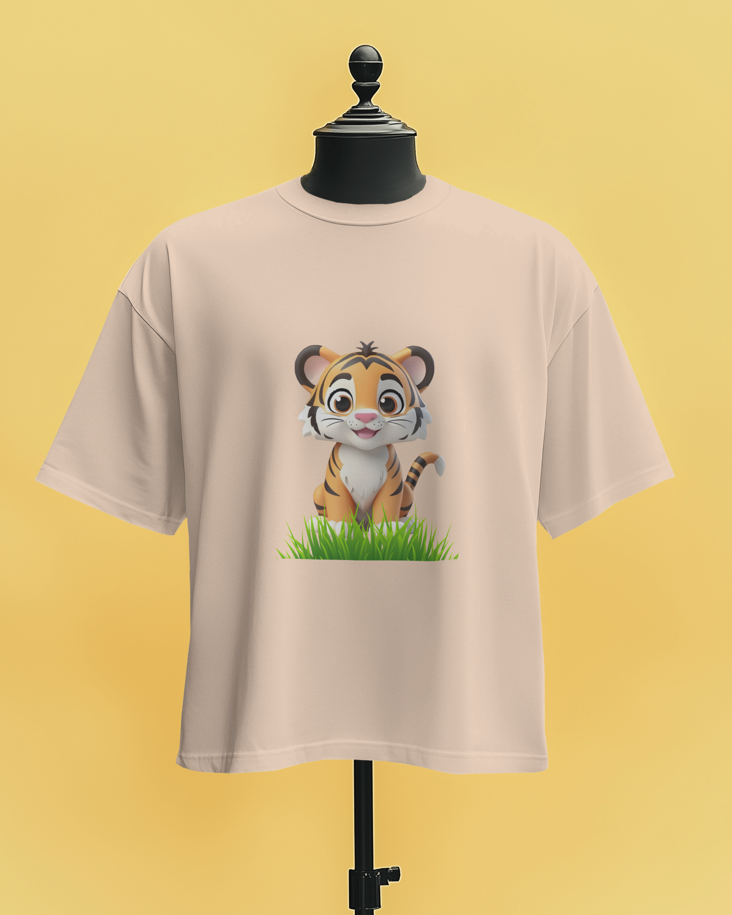 Tiger in Garden - Round Neck T-Shirt