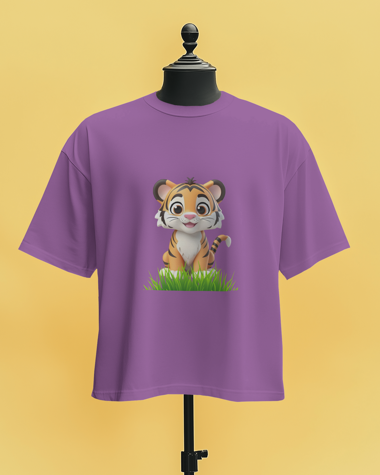 Tiger in Garden - Round Neck T-Shirt