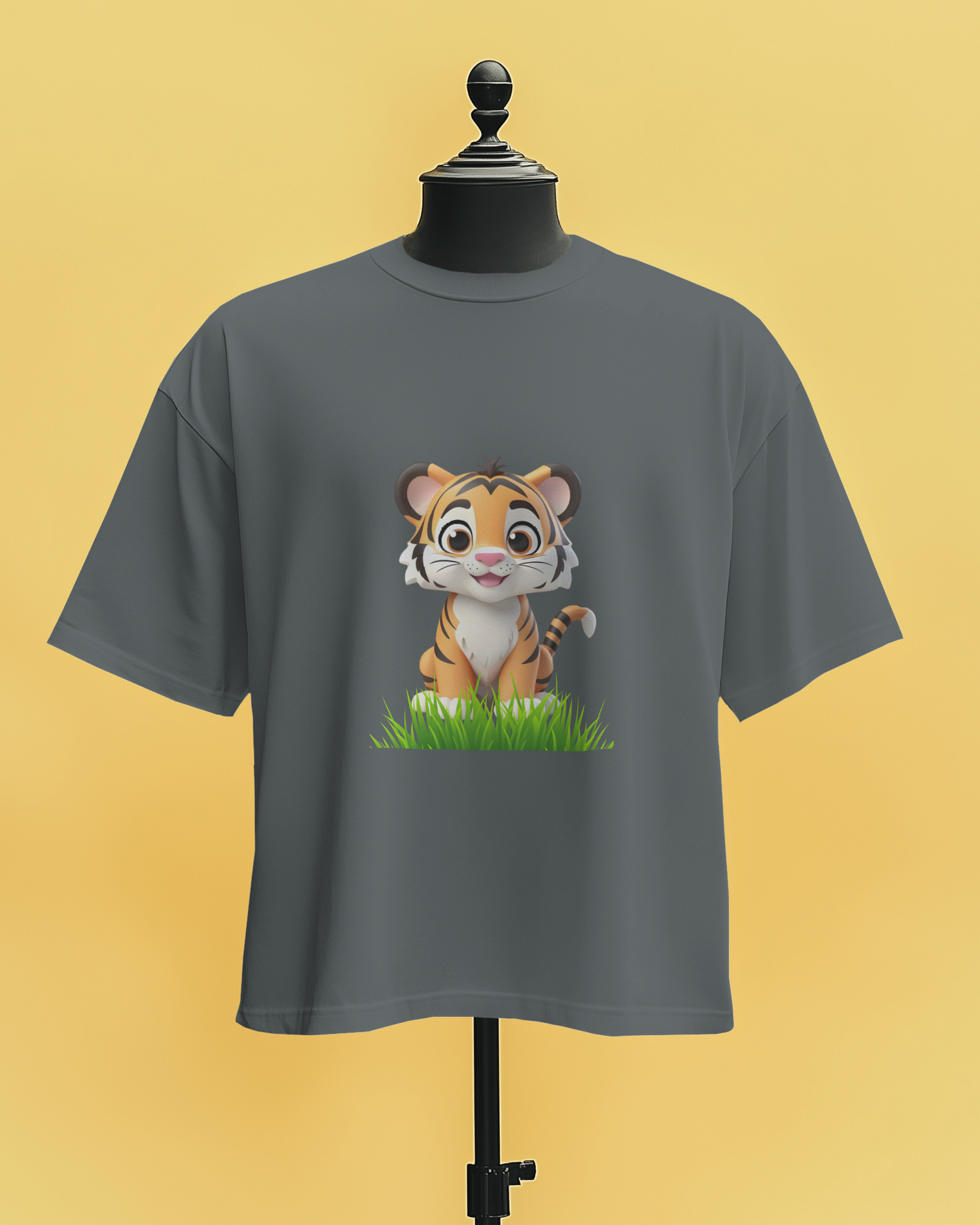 Tiger in Garden - Round Neck T-Shirt