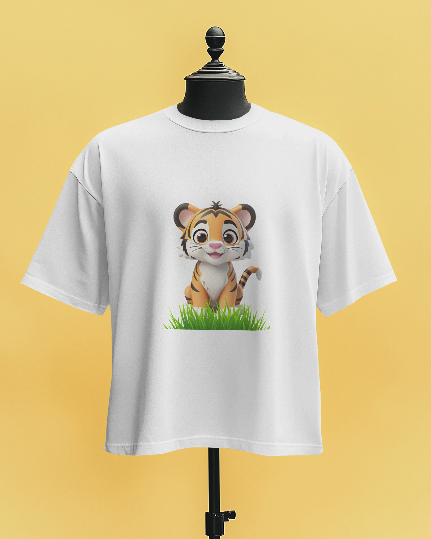 Tiger in Garden - Round Neck T-Shirt