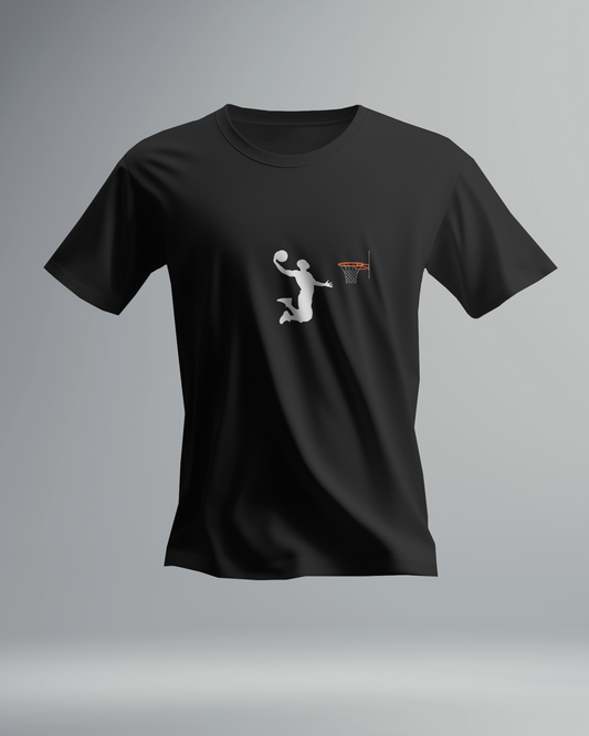 Basketball Jump Shoot  Dunk in the Hoop - Round Neck T-Shirt