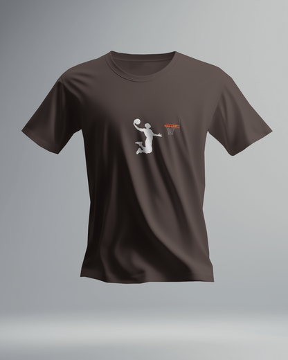 Basketball Jump Shoot  Dunk in the Hoop - Round Neck T-Shirt